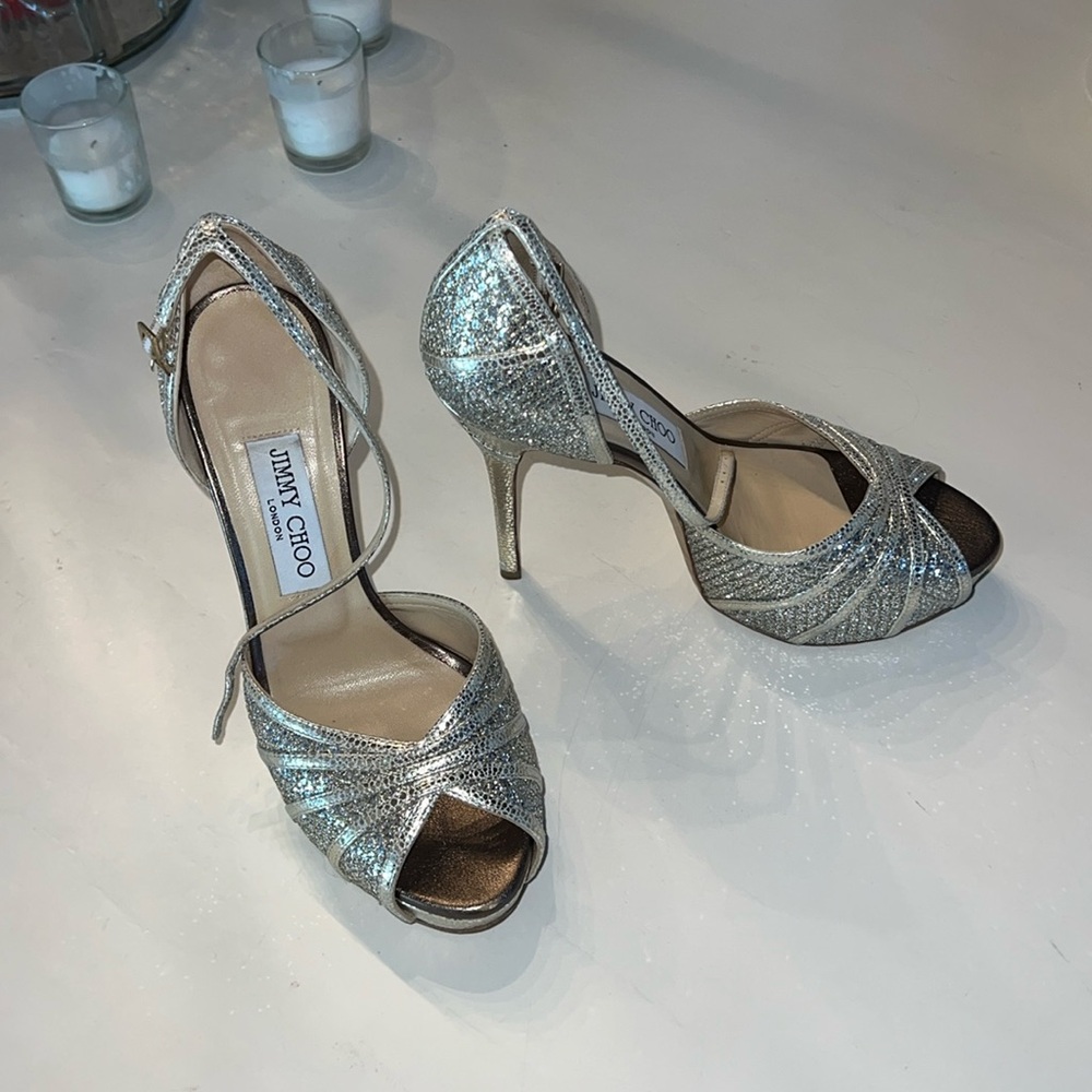 Gorgeous silver and gold Jimmy Choo platform shoes.Excellent condition worn once